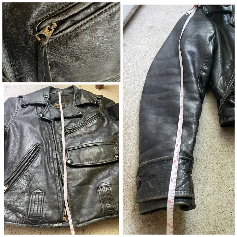 1950s Horsehide Leather Jacket Moto Biker XXS